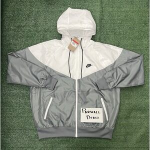 Nike Windrunner Windbreaker Jacket Hoodie Full Zip Gray White Men's L DA0001-084